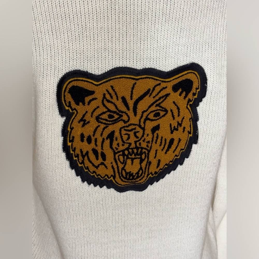 1960s Vtg High School Kitted White Gold Gina T Letterman Medium Cardigan​ - Picture 5 of 9